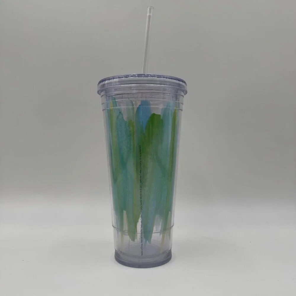 Starbucks Blue Green Paint Strokes Cold Cup Tumbler 24oz
